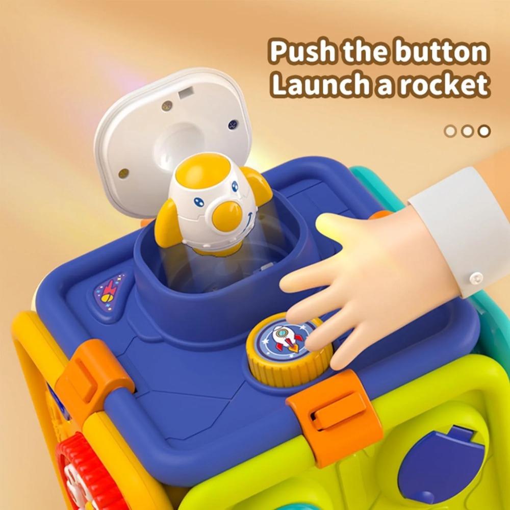 Bebek Aktivite Küpü Oyuncakları Yürüme Çağındaki Çocuklar İçin Müzikli Meşgul Tahtası Duyusal Şekil Blokları ile 6'sı 1 Arada Eğitici Oyuncak Noel Doğum Günü Hediyesi