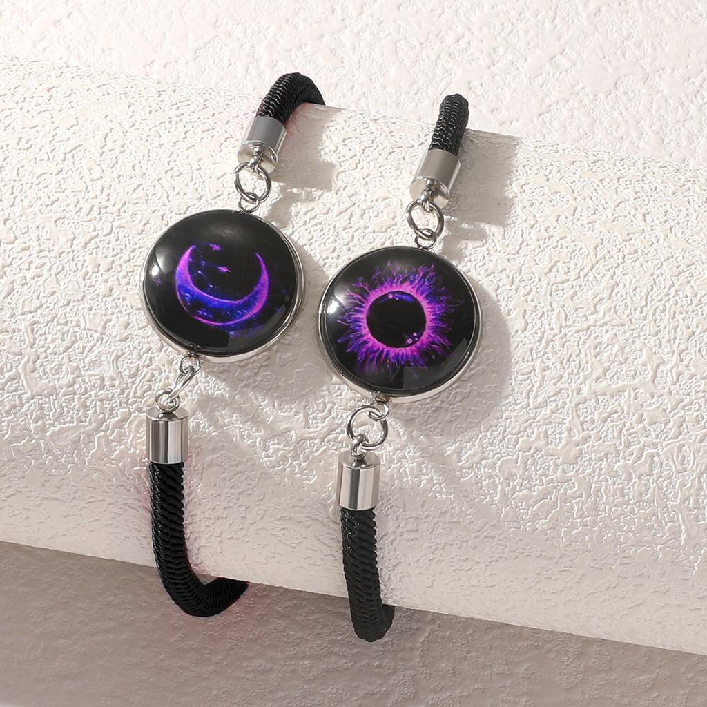 Sun Moon Luminous Valentine's Day Rainbow Wristband Rope Love Wedding Stainless Steel Fashion Jewelry Bracelets for Women Men