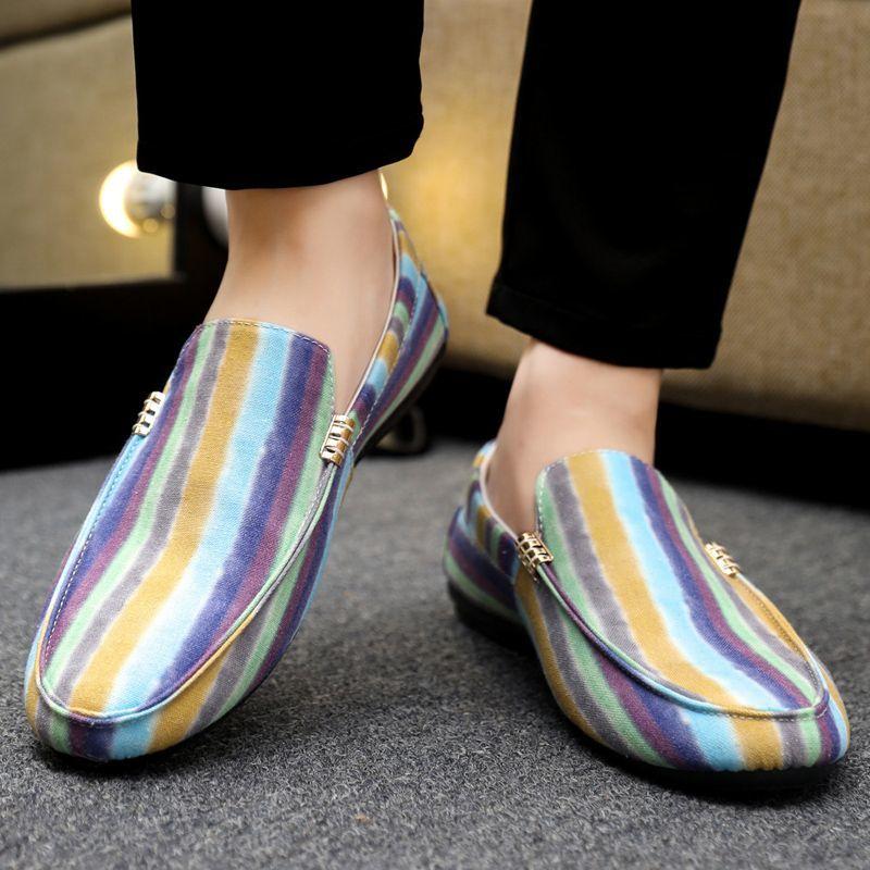 Fashion Man Shoe Plus Big Size Stripe Moccasin Sneakers Trends 2025 In Promotion Footwear Offer Adults 44 Elegant Casual Shoes for Men