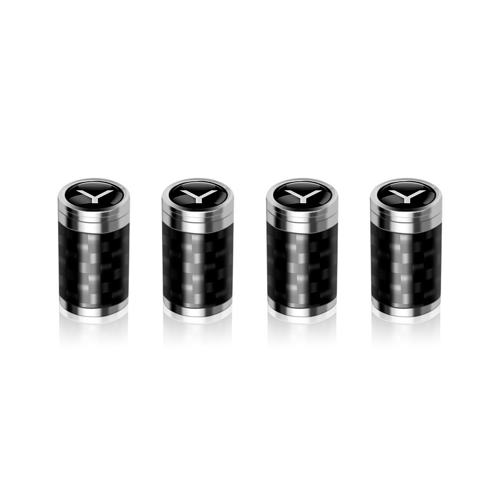 1Set Aluminum Carbon Fiber Styling Anti-theft Auto Tire Valve Caps Wheel Tires Stem Airtight Covers For Tesla Model 3 Y X Z LOGO