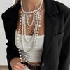 SHIXIN Luxury Multilayer Imitation Pearl Long Tassel Pendant Necklace For Women Sweater Chain Elegant Bridal Wedding Jewelry