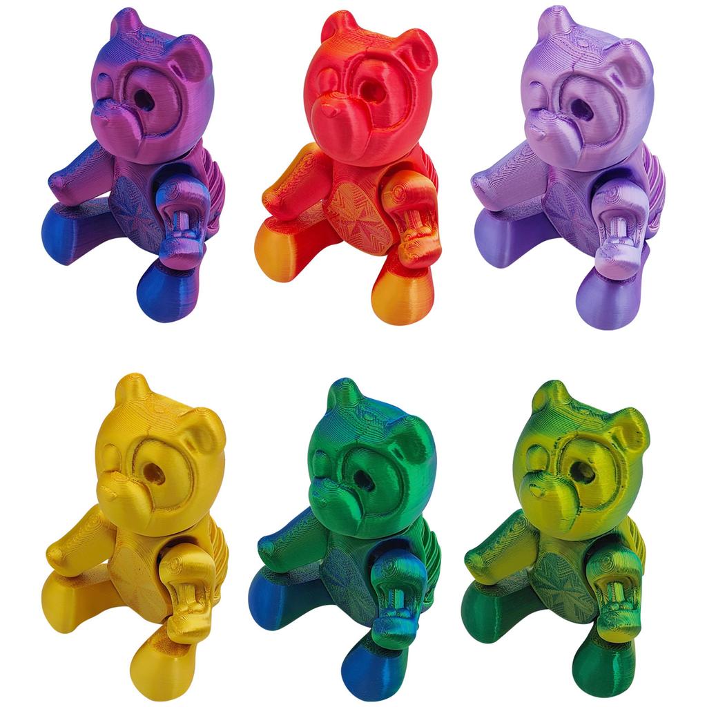 3D gedruckt Tier Handy Halter Desktop Ornamente Farbverlauf Verformbaren Bär Puppe