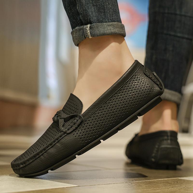 Leather Mens Loafers Leisure Walk Male Casual Shoes Moccasins Breathable Sneakers Men Driving Shoes Comfort Boat Flats