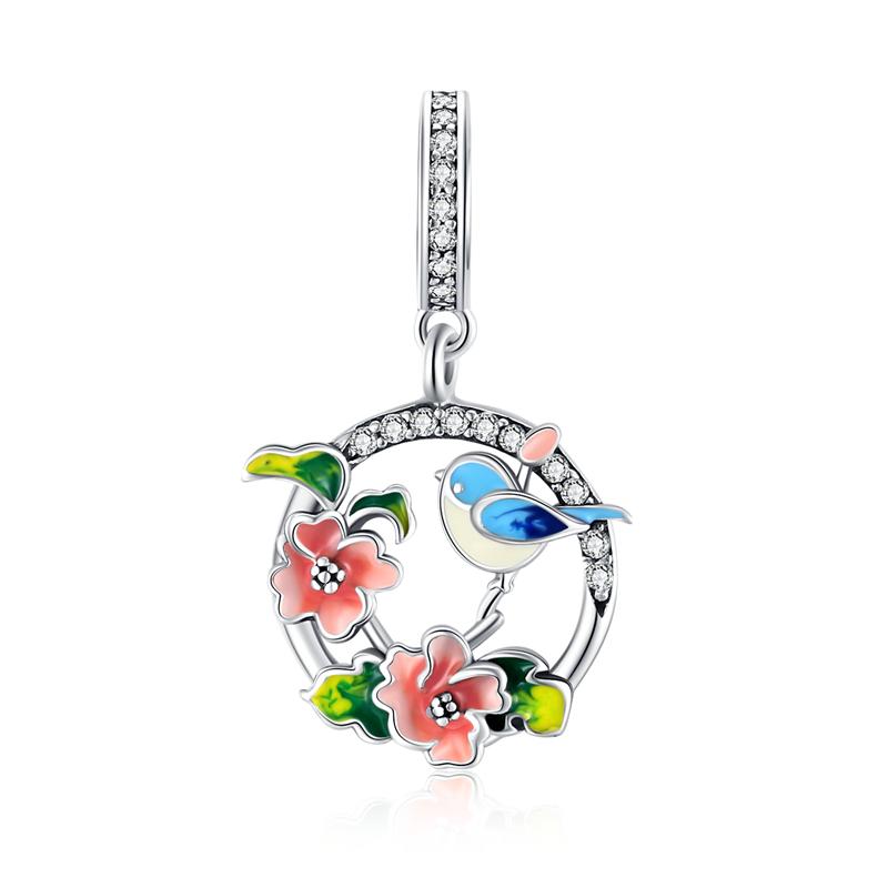 WOSTU Daisy Flower Series Charms 925 Silver Spacer Beads Dangle Charms Fit Bracelets DIY Jewelry
