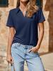 Womens V Neck Polo Shirt Short Sleeve Collared Casual Summer Top