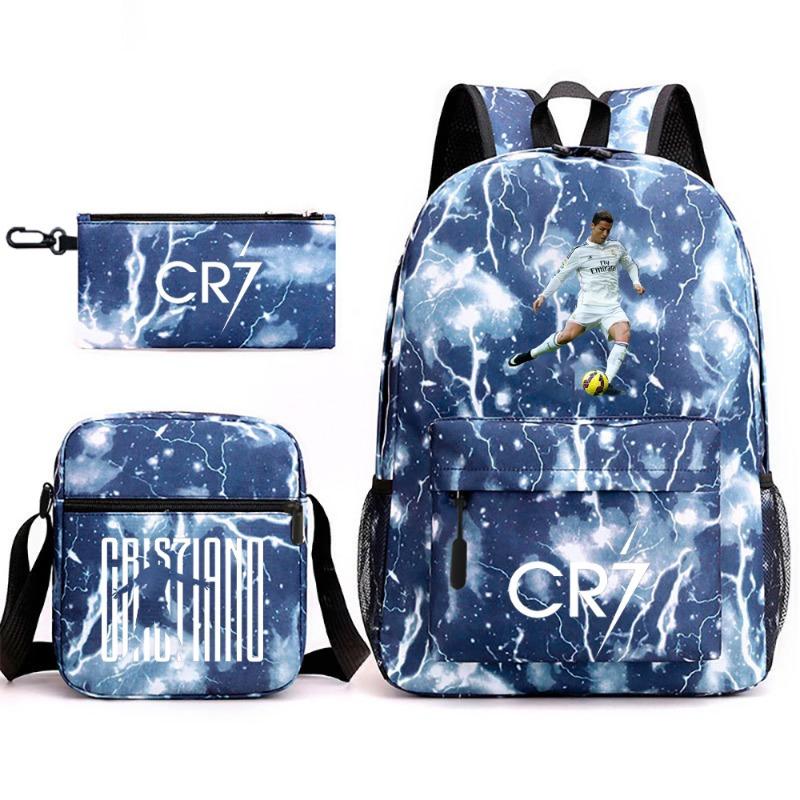 School Bag, Peripheral Printing Three-piece Set, Student School Bag, Backpack, Messenger Bag, Pencil Bag.