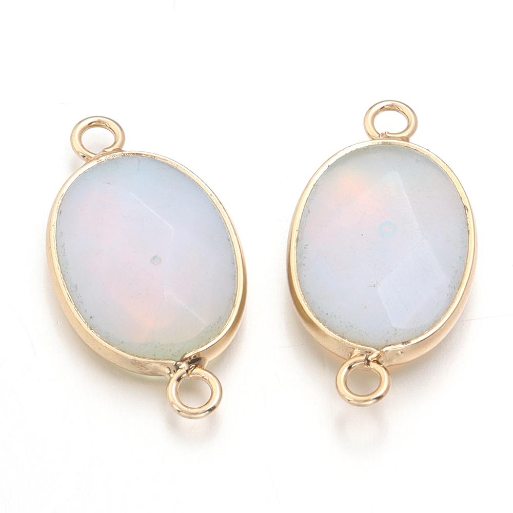 2 Pcs Natural Stone Charms Gold Edge Oval Shape Pendant for Jewelry Making Accessories DIY Necklace Bracelet Earring Supplies