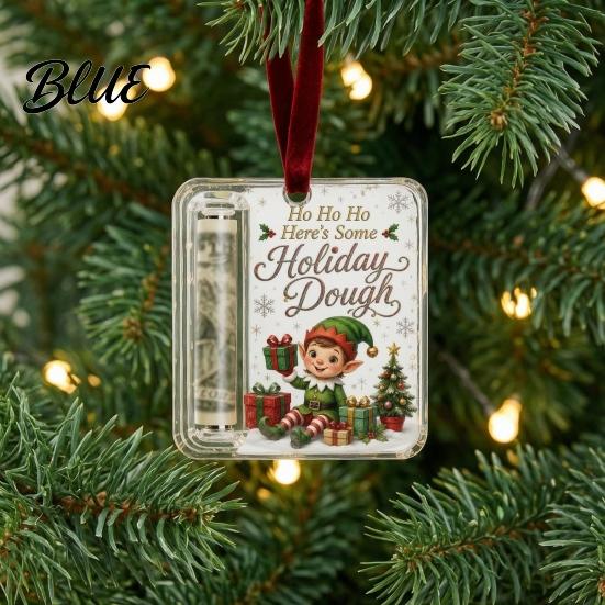 Festive Cash Storage Pendant Retro Christmas Holder Pendant Money Tree Decoration Transparent Acrylic Gift Tag Holiday Hanging Ornament with