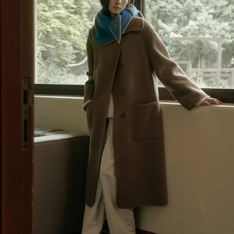 SAGEMENT EDAN COLOR SCHEME Wool MUFFLER_BLUE-BROWN