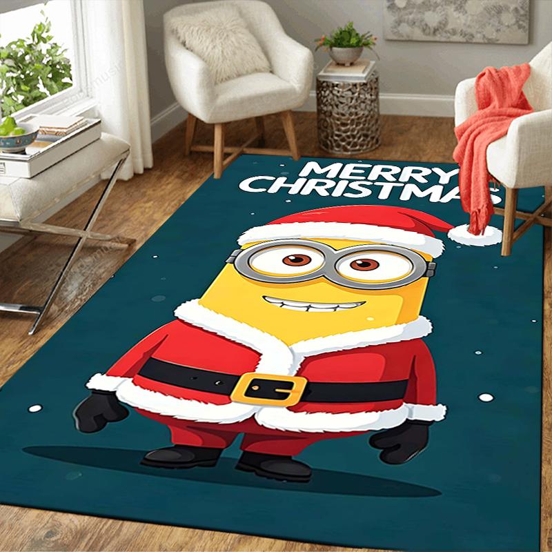 1Pc Christmas Minions Celebration Rug Office Carpet Indoor Outdoor Doormat Nonslip Soft And Comfortable Living Room Christmas Halloween Gift D91858