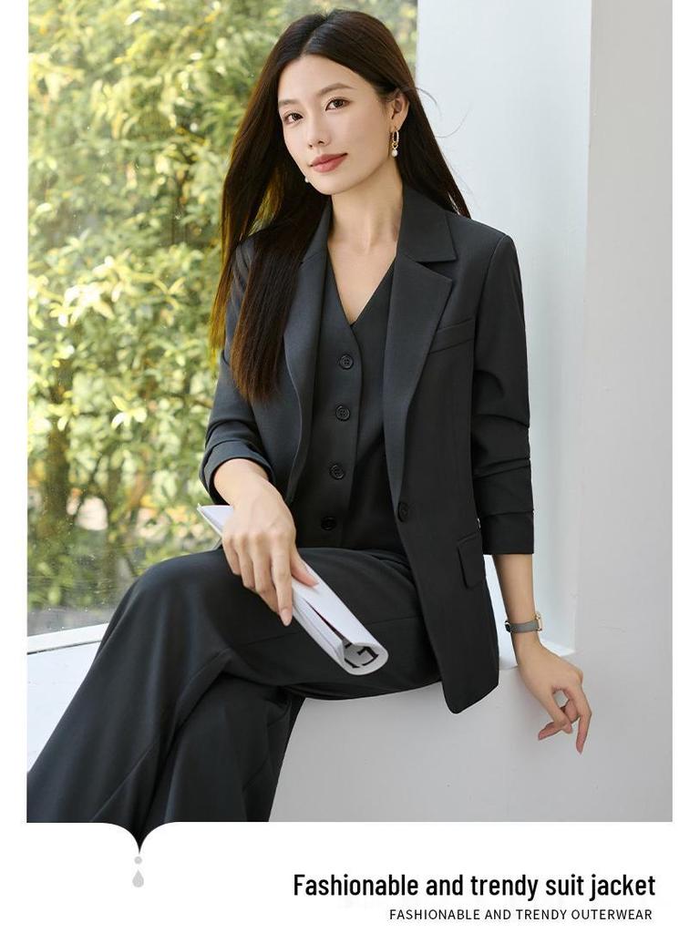 Chic Dark Gray Suit Jacket for Women - Autumn 2025 Collection
