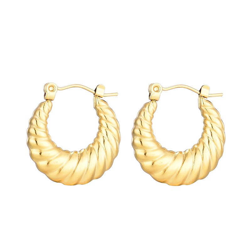 Fashion Stainless Steel Hoop Earrings For Women Gold Color Geometric Round Heart Flower U Shape Ear Buckle Zircon Earrings Gift