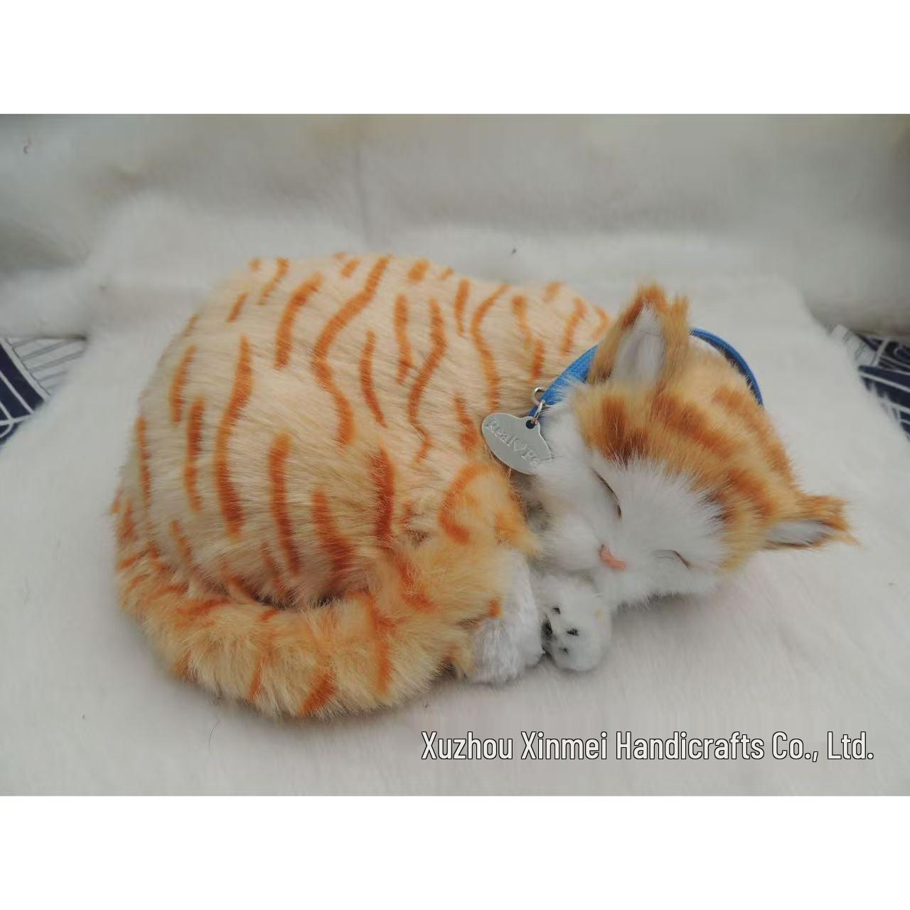Breathing Plush Orange Tabby Cat - Realistic Simulated Cat Desktop Ornament Gift