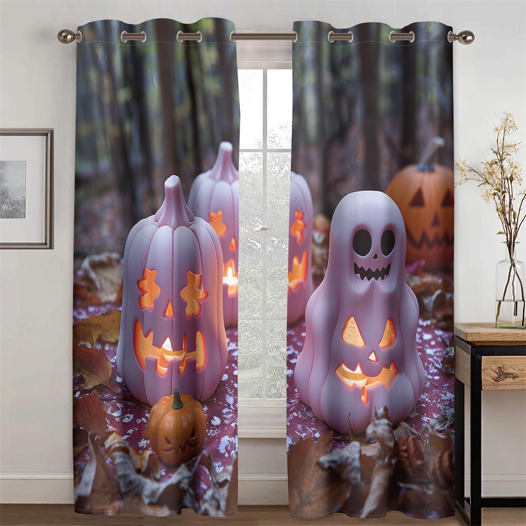 Cream Nan Gua Lamp Pink Lovely Terror Curtains Suitable for Children's Room Living Room Bedroom Kitchen Balcony Decoration 2 Pcs