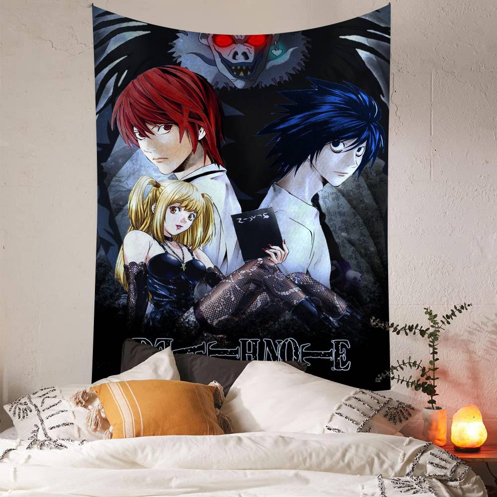 Death Anime Note Anime Tapestry Hippie Flower Wall Carpets Dorm Decor Wall Hanging Home Decor