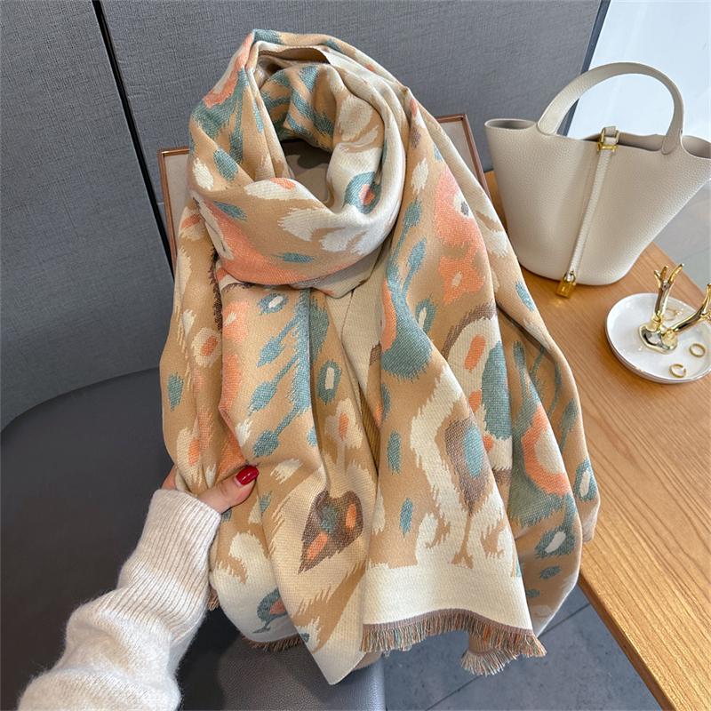 Luxury Winter Scarf Women Cashmere Warm Pashmina Brand Foulard Female Shawls Wraps Thick Soft Bufanda Poncho Scarves Stole