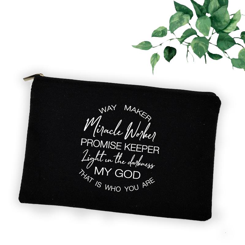 Cross Jesus Faith Christian Cosmetic Bag Girl Lipstick Bags Women Make Up Organizer Pouch Toiletry Case Pencil Bag Easter Gifts