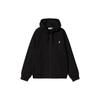 SS24 Hooded American Script Jacket Loose Adjustable Hood Zipper Split Kangaroo Pocket Long Sleeve Jacket Men Jackets Black I033063-89-XX
