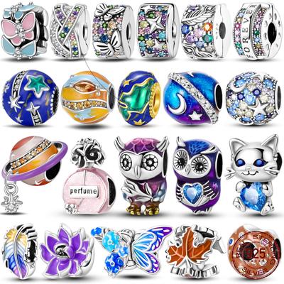 Echte Kupfer Einlege Zirkonium Anhänger Perlen Bunte Schließe Stern Eule Katze Dangle Original Zubehör Armbänder DIY Schmuck