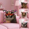 Floppa Cat Meme Cushion Cover Plush Fabric Soft Double-Sided Printed Sofa Warm Winter Home Gift Pillow Case