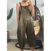 Tuta da Donna Monocolore Larga in Cotone e Lino Senza Maniche Harem Tute Pantaloni Vintage Larghi Abbigliamento Femme