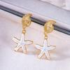 Ocean Theme Alloy Earrings With Starfish And Shell Motif For Women Vacation Fashion