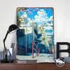 Japanese Street Scene With Stairs Metal Poster Customized Wall Art Retro Vintage Tinplate Signs for Garage Decoration Room Decor
