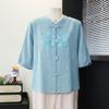 Yuzhaolin New Chinese Style Embroidered Summer Shirt for Middle-Aged Women