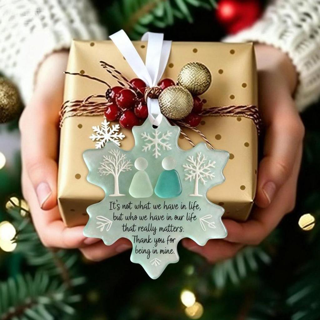 Christmas Snowflake Ornament 2D Acrylic Hanging Pendant Clear Friendship Decor for Tree Home Holiday Party Christmas Decoration