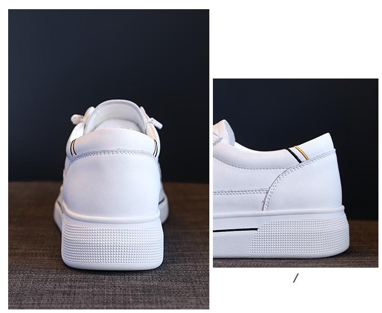 Women's Genuine Leather White Sneakers - Versatile, Lightweight, Comfortable Spring 2025 Sporty Platform Flats