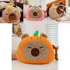 Adorable New Cartoon Capybara Plush Pillow Soft Cushioned Toy In Brown Pink Orange