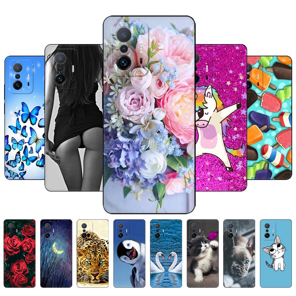 Pro Xiaomi 11T Pouzdro Pro Xiaomi 11T Pro Měkké pouzdro Silikonový Telefon Zadní kryt Xiaomi11T mi 11 T 11TPro coque 6,67palcový černý tpu obal