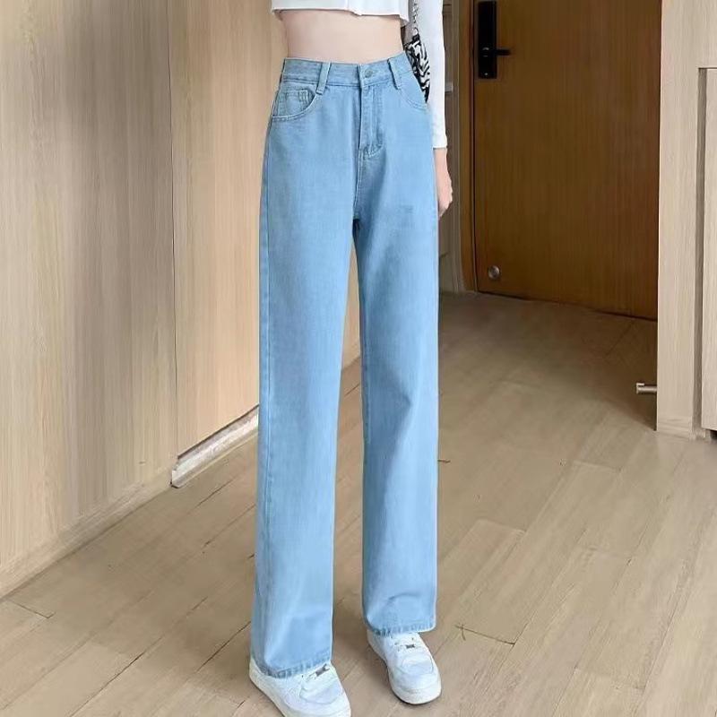 

High-Waisted Velvet-Thickened Wide-Leg Jeans for Women, Slimming and Warm Straight-Leg Outerwear for 2023 2XL (130-145)