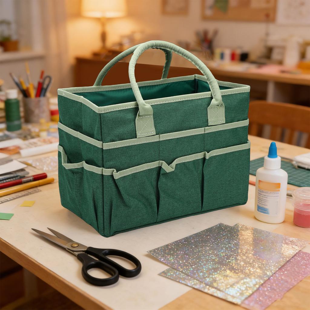 Craft Bag 10 Pockets Oxford Fabric Spacious Arts and Crafts Storage Teacher Stationery Sewing Gardening Tool Bag