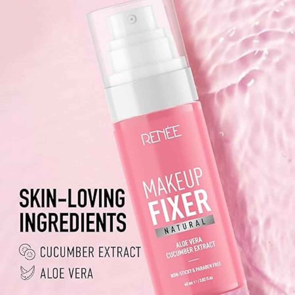 Natural Makeup Fixer For Face | Non-Sticky, Dewy Finish | With Aloe Vera & Cucumber Extract | Hydrating Setting Spray | Vegan & Cruelty-Free | 60 Ml