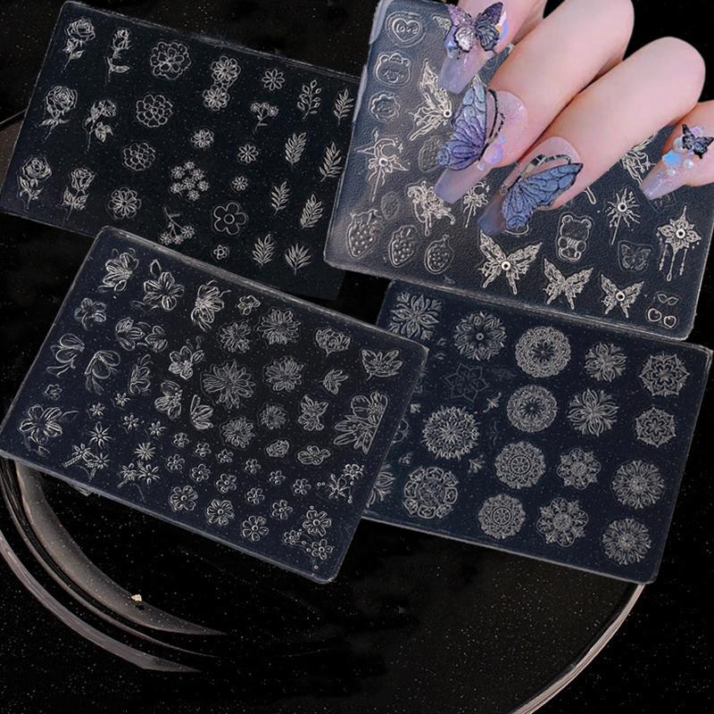 Mucegai Silicon Unghii Relief Fluture Floare Stil Francez Decorațiuni Unghii Unghii Bricolaj Design Placă Ștanțare Consumabile Artă Unghiilor