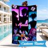 Custom Name KPop Cartoon Beach Towel Microfiber Beach Towel, Lightweight and Quick-Dry, for Summer Travel, Swimming Pool Gift