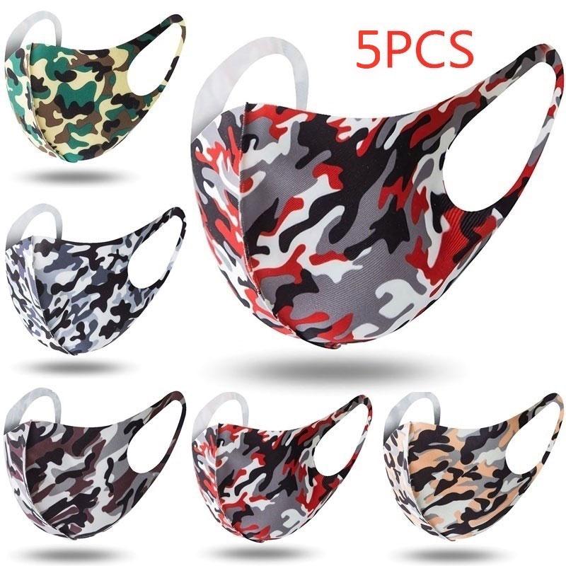 

5 Colors Camouflage Breathable Dustproof Face Mask Anti-Dust Haze Pm2.5 Protection Face Masks for Kids Women Men 5PCS оранжевый/камуфляжный