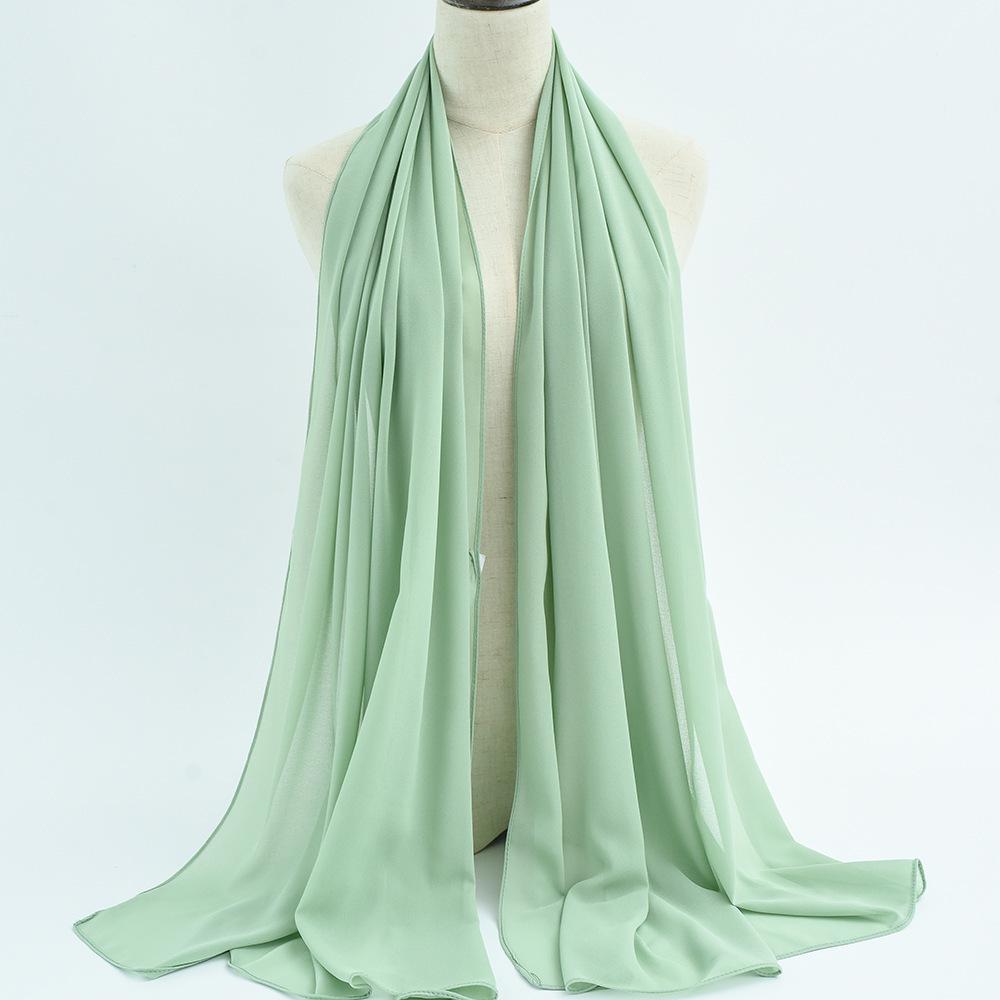Damen einfarbiger Perlen-Chiffon-Bubbleschal, langer Seiden-Kopfschal, 70x180cm, nahöstlicher Stil