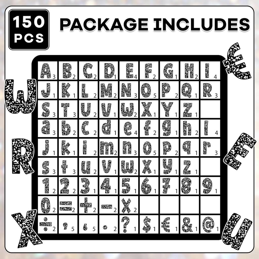 150Pcs Composition Bulletin Board Letters Composition Themed Classroom Decor Alphabet Combo Set Alphabets Numbers Symbols Paper Cutouts for Party