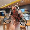 Rotatable Wheel and Handlebars Mini Bike Keyring Creative Cycling Bag Hanging  Couple
