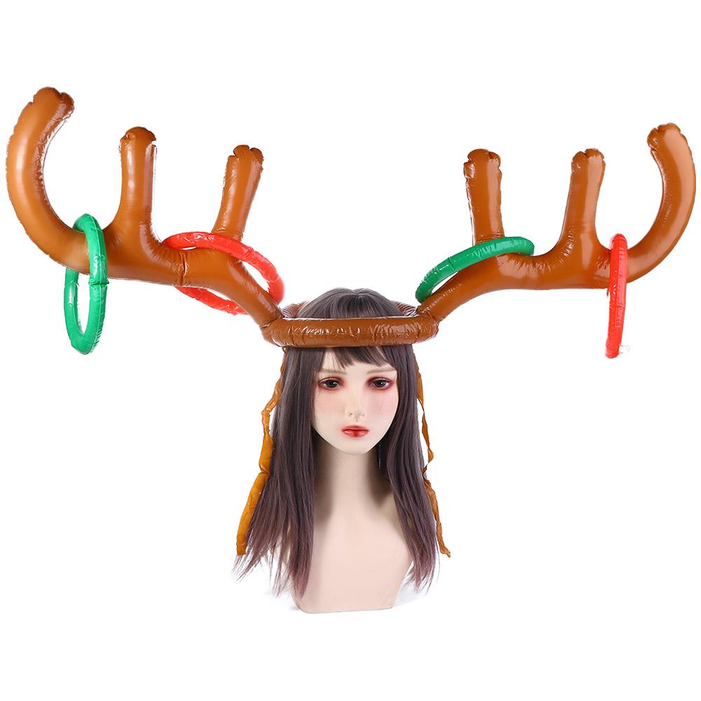 Festival Reindeer Ring Toss Inflated Toys Ferrule Game Inflatable Antler Hat Christmas Headband