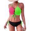 Split Swimsuit Women's Contrasting Color Sexy Cross-band Hollow Bikini