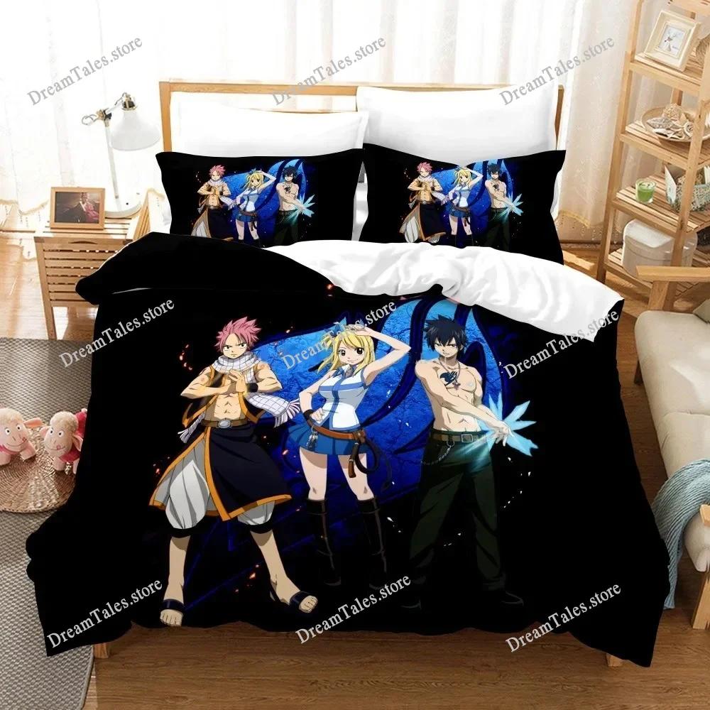 3D Printed Anime Fairy Tail Natsu Bedding Set Boys Girls Twin Queen Size Duvet Cover Pillowcase Bed Kids Adult Home Textile