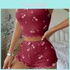 Cherry Print Pajama Set With Satin Bow For Comfortable Home Wear For Girls