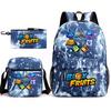 Blox Fruits Gioco Zaino Scolastico Giovanile Frutto del Demone Scuola Elementare Cielo Stellato Stampa a Caldo Zaino Set da Tre Pezzi
