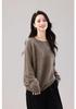 Women's Seamless Round Neck Sweater: 90% Wool, 5% Cashmere, 5% Silk.