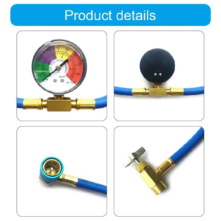Car Air Conditioning R134A Refrigerants Recharge Hose with Pressure Gauge 100PSI Measuring Kit Car Accessories