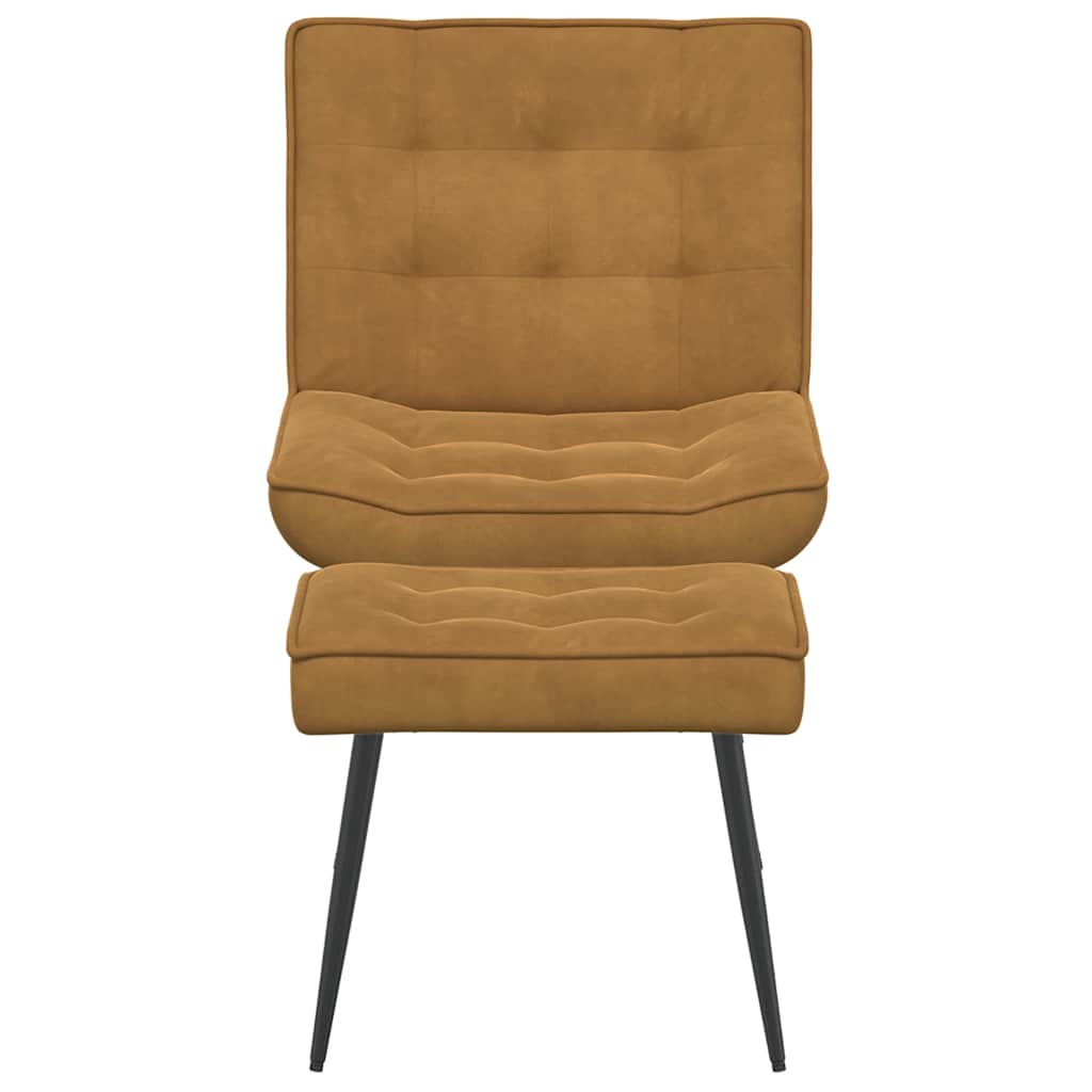 Velvet Recliner Chair with Footstool Brown