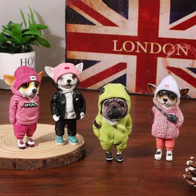 Puppy Doll Resin Furniture Mogway Check Doll Backpack Dog Home Decoration Sculpture Desk Accessories Budas Decorativos